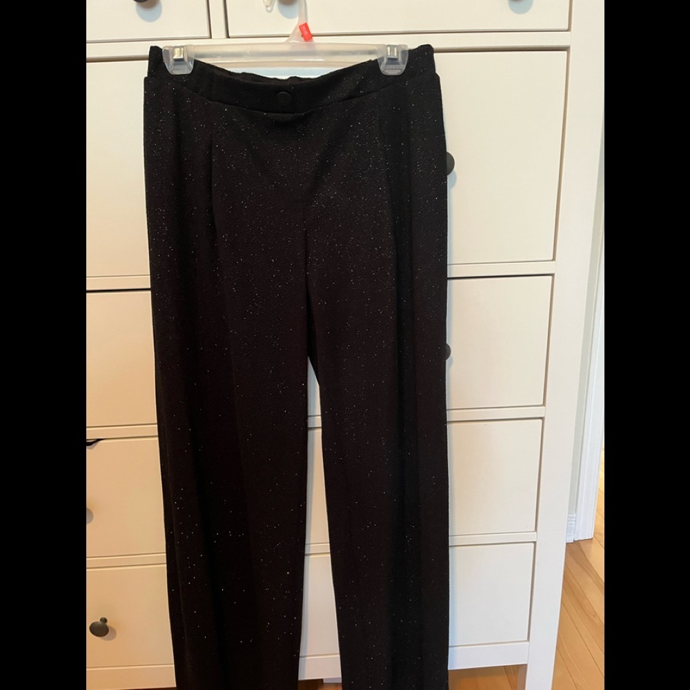 Black glitter dress pants with wide leg